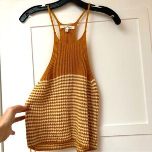 NWOT Love Tree crochet halter neck top goldenrod and cream knit M/L